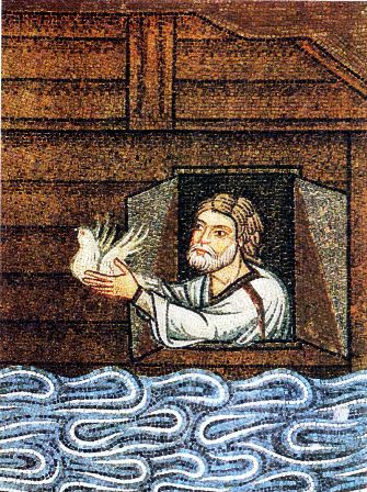 Venetian mosaic depiction of Noah sending out the dove